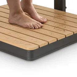 blumfeldt Gartendusche Pooldusche - Aluminium,WPC Campingdusche - Schwarz