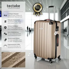 Tectake tectake® Hartschalenkoffer-Set, Cleo 4-teilig, 3 Trolleys, 1 Beauty Case inkl. Kofferwaage und -anhänger - Beige