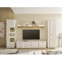 Home Affaire Wohnwand LONG ISLAND, (Set, 4-St), in moderner Trendfarbe,inklusive senkrechter Beleuchtung,Breite 330 cm weiß