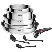 Tefal - 9-teiliges Kochgeschirrset INGENIO COOK, Edelstahl - Chrom glänzend