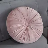 Rundes Sofakissen, Samt, weich, plissiert, Meditation, Bodenkissen, dekoratives Kissen für Wohnzimmer, Sofa, Bett, Auto, Stuhl, 35 cm (Rosa)