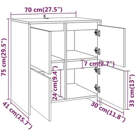 vidaXL Sideboard Räuchereiche 70x41x75 cm Holzwerkstoff