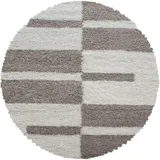 KADIMA DESIGN Teppich Schlafzimmer Hochflor Karo Samtweich Waschbar Strapazierfähig Wohnzimmer Rund, 160x160 cm, – WATZMANN von Kadima Design