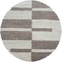 KADIMA DESIGN Teppich Schlafzimmer Hochflor Karo Samtweich Waschbar Strapazierfähig Wohnzimmer Rund, 160x160 cm, – WATZMANN von Kadima Design