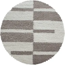 KADIMA DESIGN Teppich Schlafzimmer Hochflor Karo Samtweich Waschbar Strapazierfähig Wohnzimmer Rund, 160x160 cm, – WATZMANN von Kadima Design