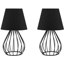 WellHome Set aus 2 Nachttischlampen 36 cm in Schwarz