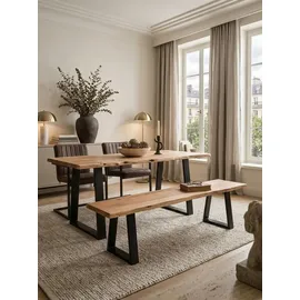 KADIMA DESIGN Sitzbank Akazie Beige 160 x 40 x 45 cm