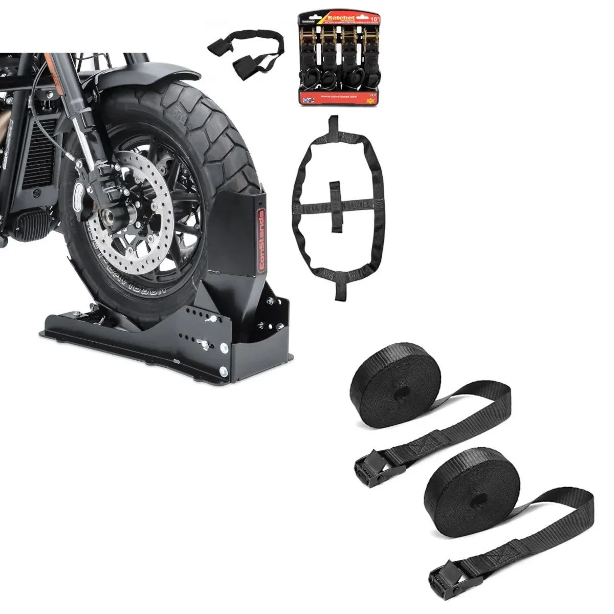 Set: Set SW15 Motorradwippe Easy Vario Fix und Fixiergurte Set schwarz + Spanngurt Set Zurrgurte 150cm 2 Stück in schwarz