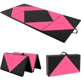 Costway Weichbodenmatte klappbar, Gymnastikmatte Yogamatte Turnmatte Klappmatte Fitnessmatte, 240 x 120 x 5 cm - Schwarz/Rosa