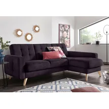 exxpo - sofa fashion Ecksofa EXXPO - SOFA FASHION "Nappa, kompakt und komfortabel, bequem, zeitloses Design, L-Form", lila (purole), B:222cm H:87cm T:156cm, Samtvelours (100% Polyester);Webvelours (100% Polyester), Sofas, Ecksofa, tolle Detailverarbeitung, inkl.