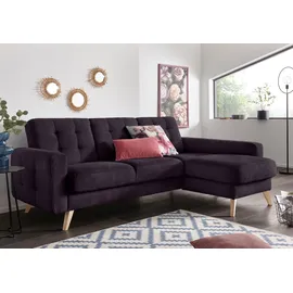 exxpo - sofa fashion Ecksofa EXXPO - SOFA FASHION "Nappa, kompakt und komfortabel, bequem, zeitloses Design, L-Form", lila (purole), B:222cm H:87cm T:156cm, Samtvelours (100% Polyester);Webvelours (100% Polyester), Sofas, Ecksofa, tolle Detailverarbeitung, inkl.