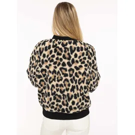 Zwillingsherz "Classic Leo", Damen, Gr. XL, beige, Bouclé, Obermaterial: 100% Polyester, gemustert, mehrfarbig, taillenbedeckt, ohne Ausschnitt, Rippbündchen, Jacken Bomberjacke, stylisch,kuschelig, Rippbündchen