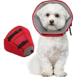 Halskrause Hund Leckschutz einstellbar M Halsumfang:28-36cm Rot