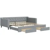 vidaXL Tagesbett Ausziehbar mit Schubladen Hellgrau 100x200 cm Stoff