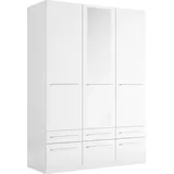 Priess Kleiderschrank PRIESS "Schrank Garderobe Wäscheschrank Barcelona in 5 Breiten", weiß, B:140cm H:193cm T:54cm, Holzwerkstoff, Schränke, Kleiderschrank, viel Stauraum, geräumige Schubkästen, mit Spiegel, MADE IN GERMANY
