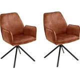MCA Furniture MCA Ottawa Polsterstuhl mit Armlehne Metall/Stoffbezug - 2 St., Vintage, Vintage Veloursoptik mit Keder, Stuhl belastbar bis 120 Kg,