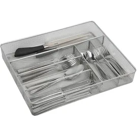 OEM Besteckkasten mit 6 Fächern aus Metall 37 x 5,5 x 31 cm Silber