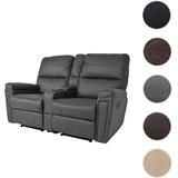 Mendler 2er Kinosessel HWC-K17, Relaxsessel Fernsehsessel Sofa, Nosagfederung Getränkehalter Fach - Stoff/Textil dunkelgrau