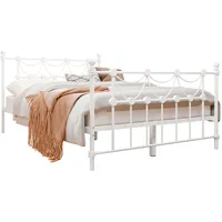 Mirjan24 METALLBETT, Weiß, Holz, Buche, Rechteckig, 140x200 cm, Schlafzimmer,