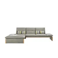 KOINOR Leder-Ecksofa mit Massivholzrahmen aus Wildeiche Humfrey ¦ grau ¦ Maße (cm): B: 314 H: 93 T: 159