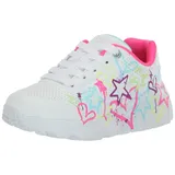 SKECHERS Street Girls Sneaker, White Synthetic/Neon Multi Trim, 39.5 EU