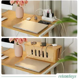 Relaxdays Kabelbox 16,5 x 44 x 16 cm 2-tlg. Braun