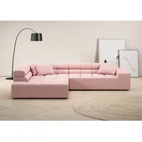INOSIGN Ecksofa »Ancona incl. Kopfteilverstellung, Zierkissen Breite 319cm, L-Form«, wahlweise motorische Sitztiefenverstellung, auch in Cord + Easy Care, rosa