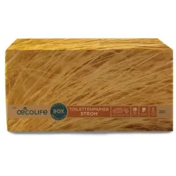 Fripa oceolife Toilettenpapier, STROH, 3-lagig, warmweiß, Weiches Klopapier aus Stroh-Zellstoff, 1 Karton = 12 Rollen à 250 Blatt