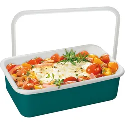 Frischhaltedose HONEYWARE "Color Line", blau, B:12cm H:6cm L:18cm, Emaille, Kunststoff, Lebensmittelaufbewahrungsbehälter, geeignet zum Kochen, Backen, Servieren, Aufbewahren und Einfrieren