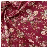 BrightGlow Gedruckt Stoff Meterware Vintage Rose Baumwollstoff Blumen Stoff Zum Nähen Dekorationsstoff Modestoff Retro Blumenstoff Kostümstoff für DIY Handgefertigte Nähen #11Violett 300 X 145CM