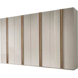 Drehtürenschrank WIEMANN "Lagos", beige (champagner, glas), B:393,1cm H:236cm T:58cm, Holzwerkstoff, Floatglas, Schränke, inkl. Türendämpfung