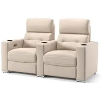 Sofanella 2-Sitzer Leder BARI, Relaxsofa, Designsofa, Designer Couch, Italienisches Sofa, 2er Sofa beige