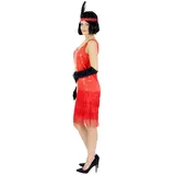 Foxxeo 40207 | 20er Jahre Damen Kleid Charleston Kostüm Mafia 20s Flapper rot, Größe:L