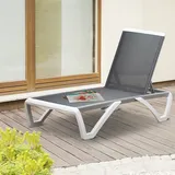 Outsunny Gartenliege 195 x 67,5 x 95 cm grau/weiß