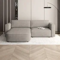 Beautysofa Ecksofa CARLOS velo624 - Dunkelbeige, mit Schlaffunktion mit