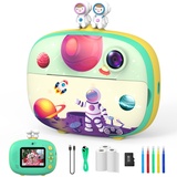 ULEWAY Kinderkamera Sofortbildkamera, Digitalkamera für Kinder mit Druckpapier & 32G TF Karte, VideoKamera mit farbigen Stiften & Fotoklammern zum Basteln, Geschenk für Kinder 3-14 Jahren (Grün)