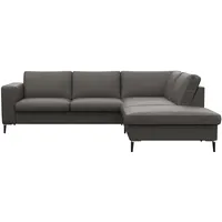 FLEXLUX Ecksofa »Fiore, L-Form«, breite Armlehnen, Füße Alu/schwarz, B/T 241/225 cm, Kaltschaum im Sitz grau