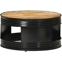VidaXL Couchtisch Schwarz 68x68x36 cm Raues Mango-Massivholz