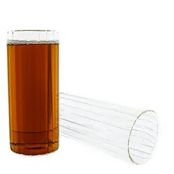 Mulex Glas Stripe Riffel Glas, Glas, Hitzebeständig 400ml 2-Teilig