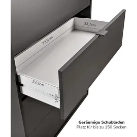 mokebo Kommode mit 4 Schubladen in Anthrazit Die Stilvolle Highboard, Anrichte oder Sideboard