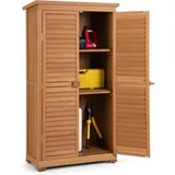 Gartenschrank Holz, Gerätehaus Wetterfest, Geräteschuppen Werkzeugschrank Garten, Holzschuppen Mit 3 Herausnehmbaren Regalen, Gartenschuppen Geräteschrank 82 X 42 X 160cm - Costway