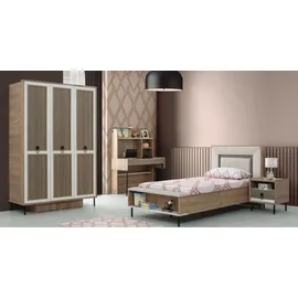 aea Kindermöbel Garnitur Kinderzimmer Bett Kinderbett Braun Holz Set 4tlg - Braun