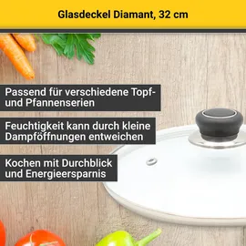 Krüger Glasdeckel Topfdeckel aus der Serie Diamant flach 32cm