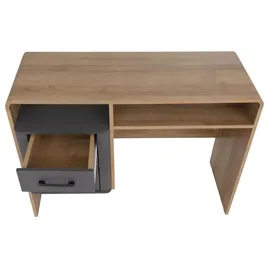 MCW Schreibtisch MCW-P43, Bürotisch Computertisch, 3 Schubladen MDF 75x100x40cm ~ Rivera-Eiche-Optik, dunkelgrau