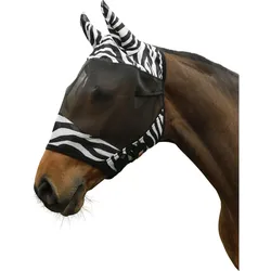 Fliegenmaske mit Ohrenschutz RugBe ZEBRA schwarz/weiss VOLLBLUT