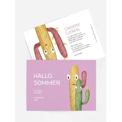Einladung zum Sommerfest selbst gestalten mit Spruch und Fotos im Onlinedesigner bei Meine-Kartenmanufaktur.de