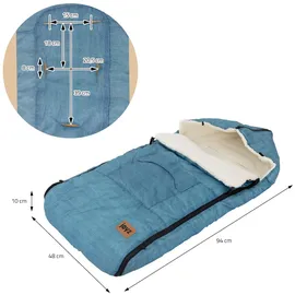 joyz Babyfußsack, 94x48x10 cm Jeans-Blau aus Polyester Joyz