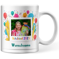 Schulkind 2023 Tasse personalisiert mit Foto und Namen, Fototasse, Namenstasse, persönliche Geschenke zur Einschulung