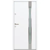 Krongart Stahl-Nebeneingangstür ATU68 Modell 04 DIN links - nach innen öffnend Weiß (Dekor-Folie) 900 mm x 2070 mm