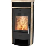Fireplace Kaminofen Heathus MAIA Sandstein, 6,0 kW, Zeitbrand, Tee- und Holzfach schwarz